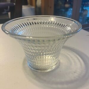 Glass vase. Pretty ridges in the inside has a 3 on the bottom of it no name
